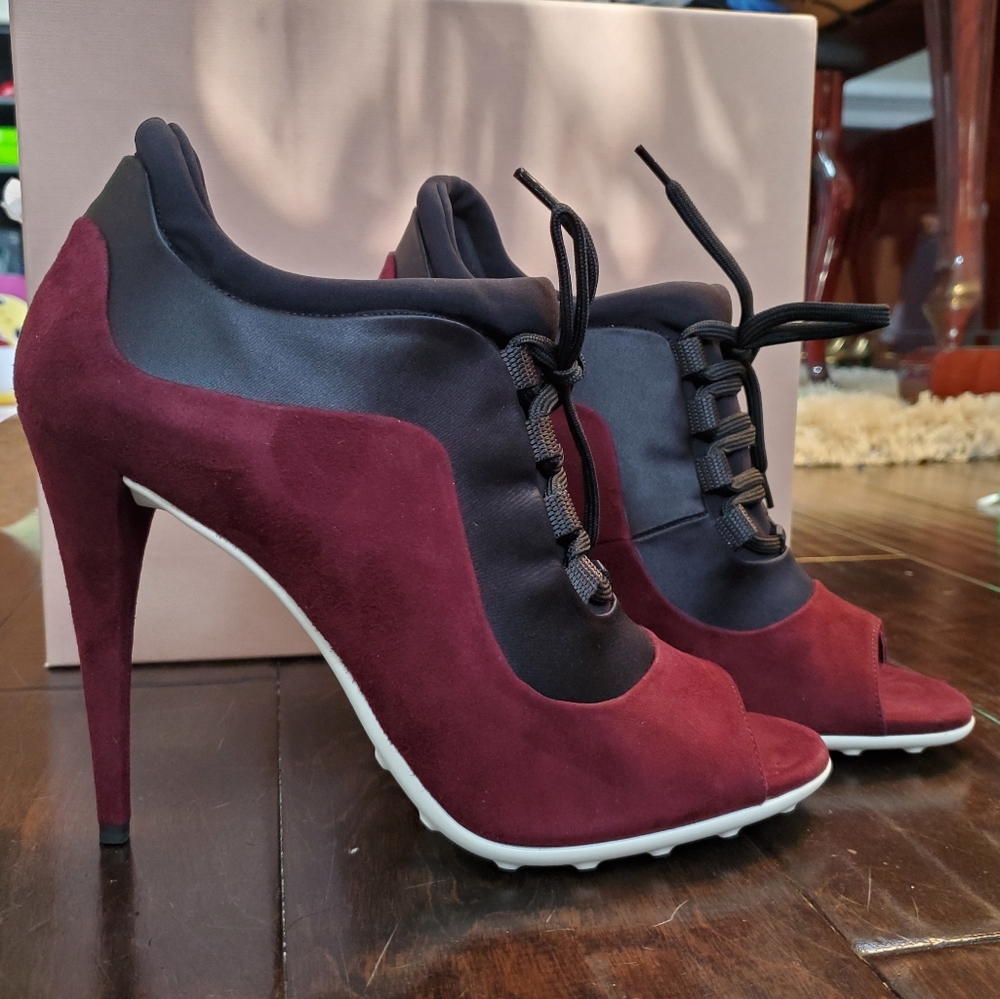 Miu Miu Amaranto Burgundy Nero Leather Booties